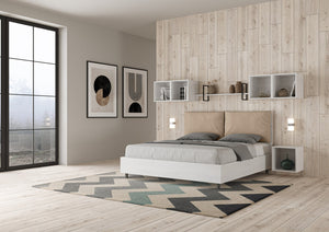 Letto Matrimoniale 160x190 cm con Rete e Contenitore Antea Egos Tortora