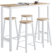tavolo alto con sgabelli set con 4 sgabelli - tavolo bar salvaspazio per cucina piccola e balcone, design industriale moderno, ideale per giardino o terrazzo bianco OGT22-WN