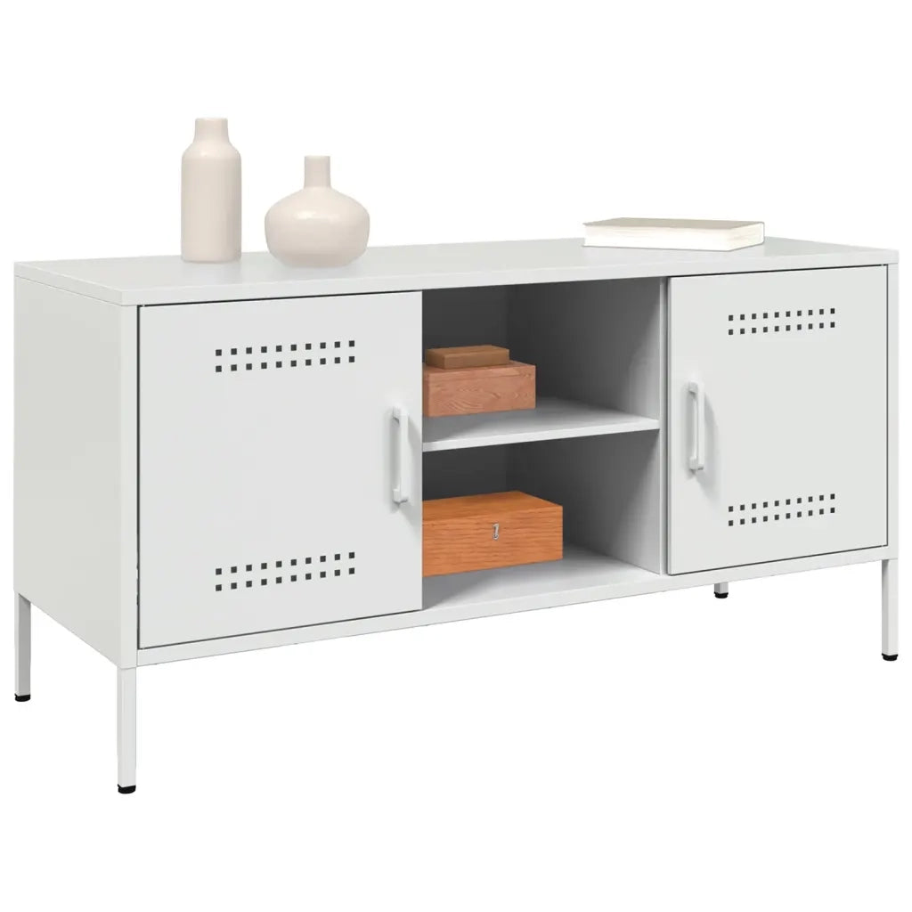 Mobile TV Bianco 100,5x39x50,5 cm in Acciaio 842993