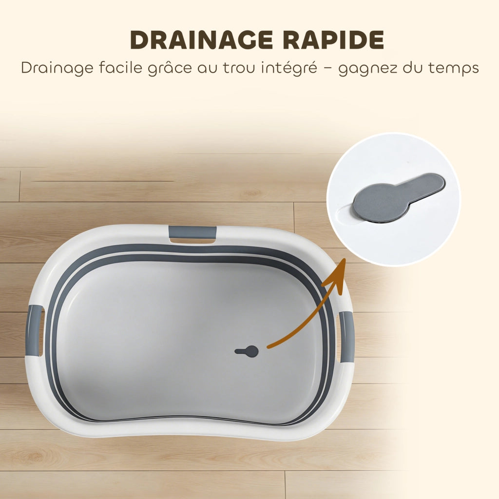 Vasca da Bagno per Cani Pieghevole ¨C Zephmum ¨C Grigio con Foro di Scarico