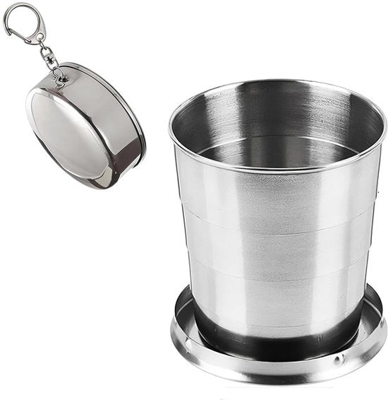 Bicchiere Opvougabile in Acciaio Inossidabile - Bicchiere Portatile - Bicchiere da Campeggio - Bicchiere Telescopico - Capacità 450ml - Progettazione Leggera - Bicchiere da Viaggio