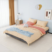 LETTO 160x200 cm Grigio in Tessuto e Metallo con testiera geometrica