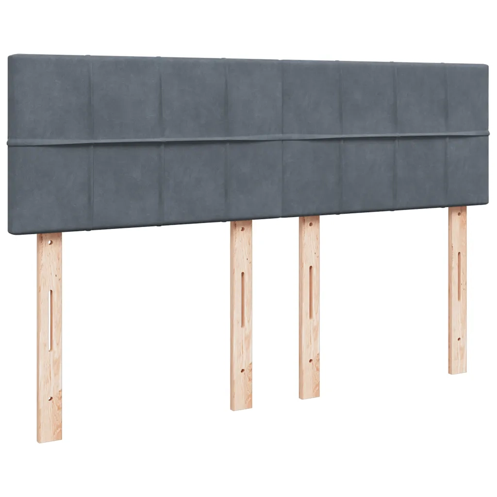 Giroletto a Molle con Materasso Grigio Scuro 160x200 cm Velluto