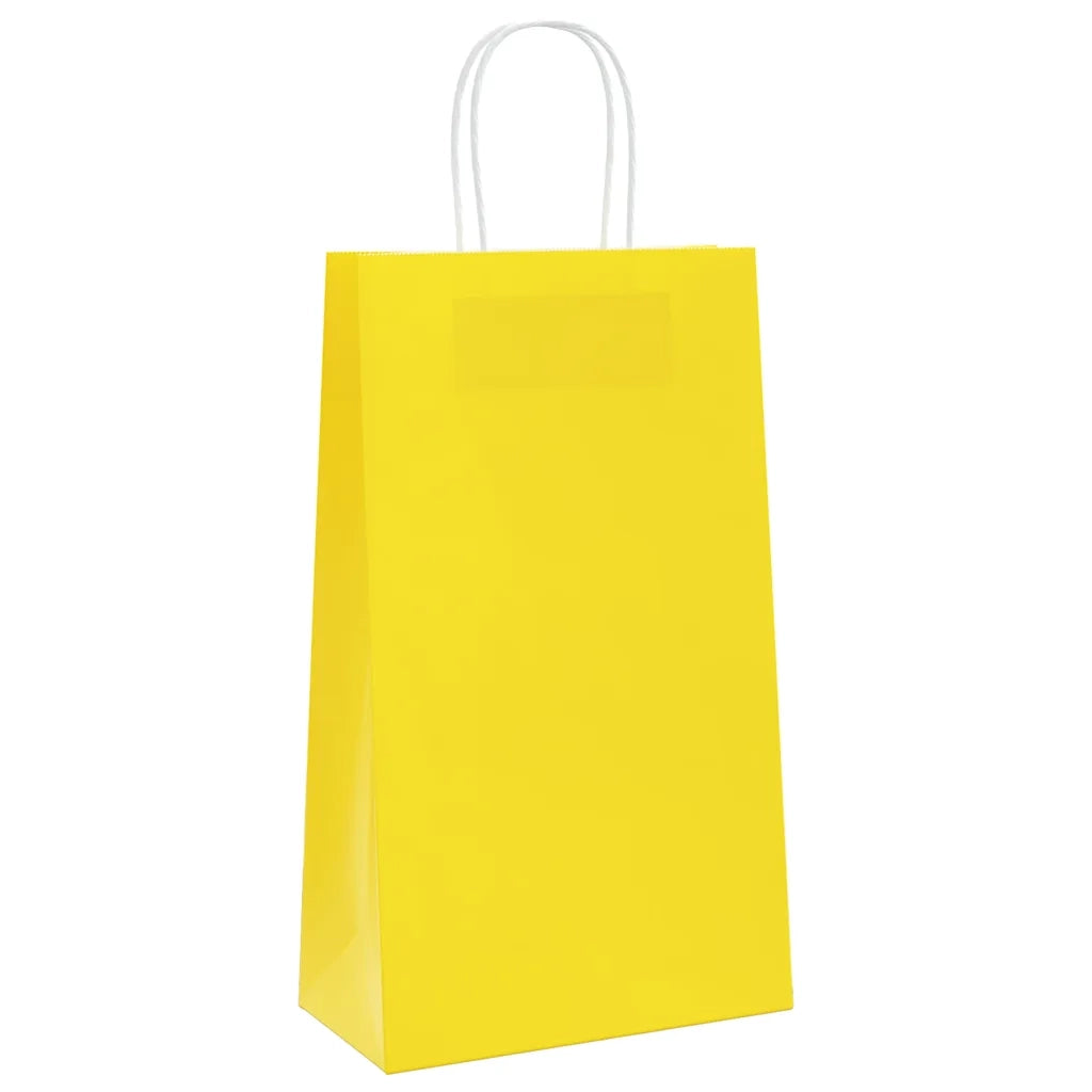 Sacchetti di Carta 250 pz con Manici Gialli 21x11x36 cm 4101785