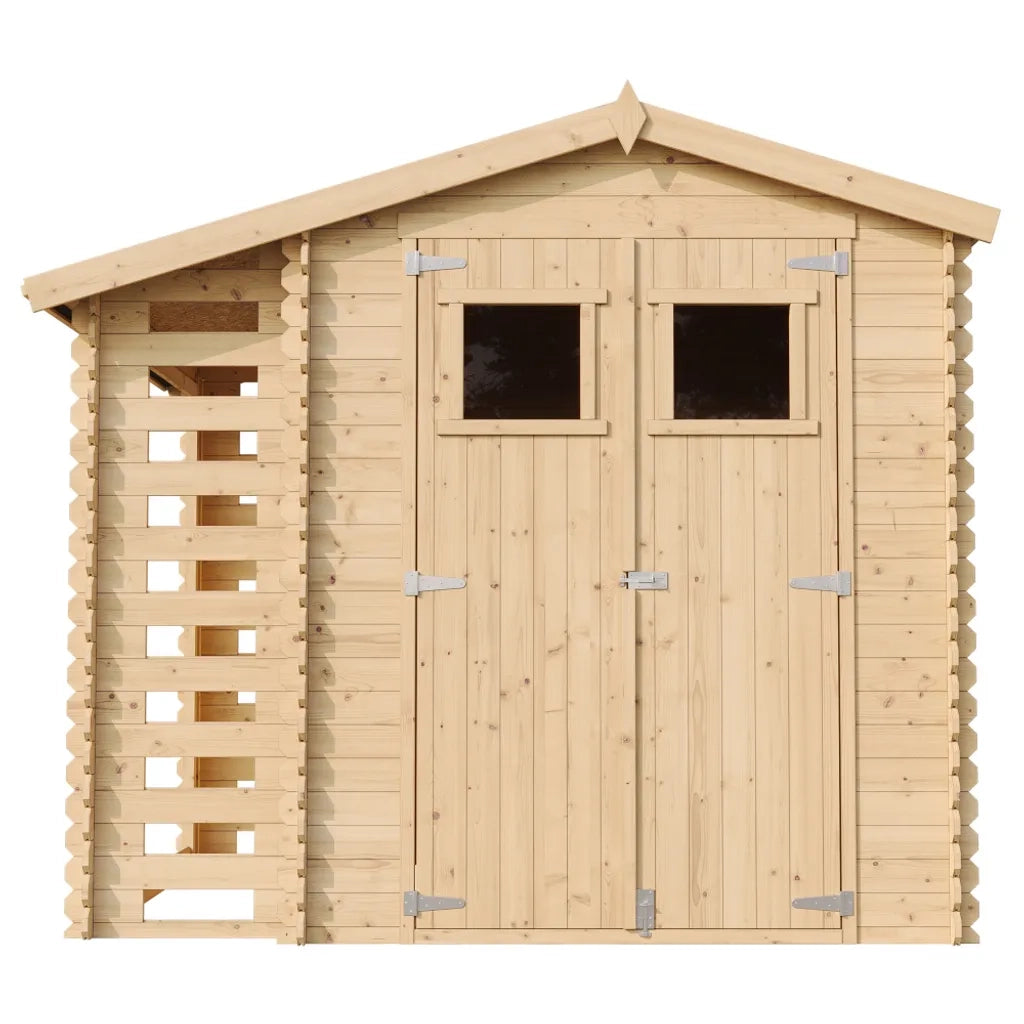 Casetta da Giardino in Legno con Legnaia da Esterno - 3,53 m2 + 0,97 m2 - TIMBELA M386