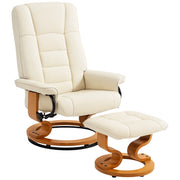 Poltrona relax reclinabile con poggiapiedi ¨C Xylo ¨C Girevole tessuto crema struttura legno