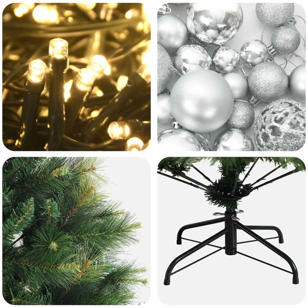 Albero di Natale artificiale con palline 150 cm 150 LED 3465952
