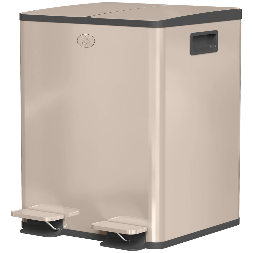 Bidone della spazzatura 2 scomparti 2x20L ¨C zephmum ¨C inox dorato 45.8x36x51.6cm