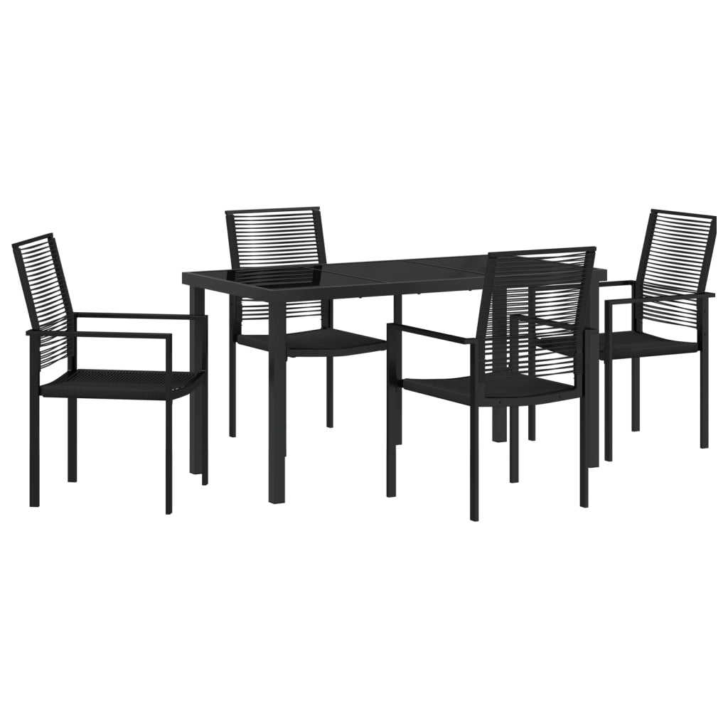Set da Pranzo da Giardino 5 Pezzi Nero Rattan PVC