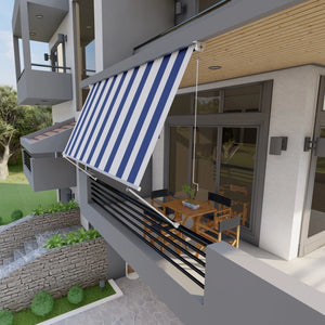 Tenda da sole a caduta con bracci 250cm telo impermeabile bianco blu Golisa