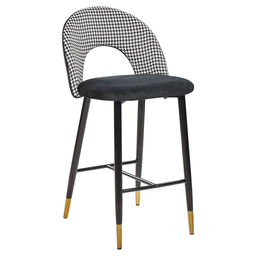 Set di 2 sedie da bar in velluto bianco e nero stile retrò soggiorno accessori vintage