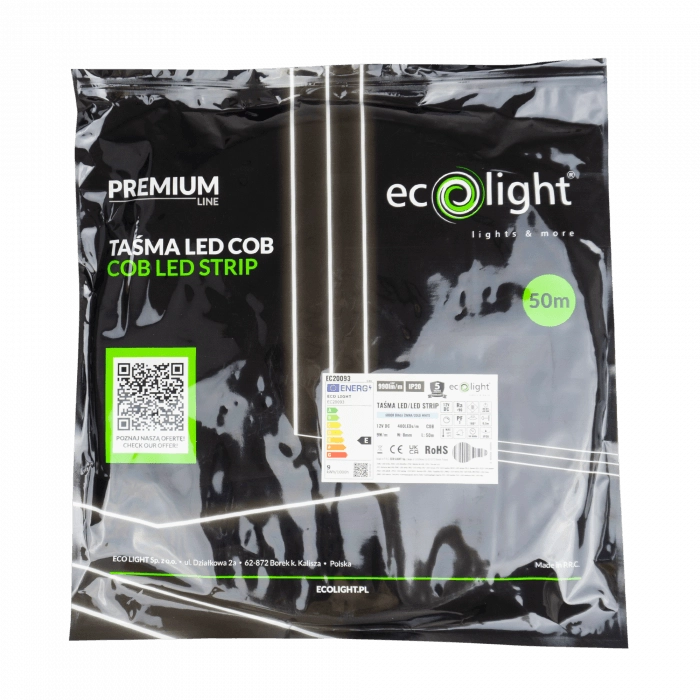 Striscia LED COB 480 9W/m 6000K 12V IP20 50m dimmerabile