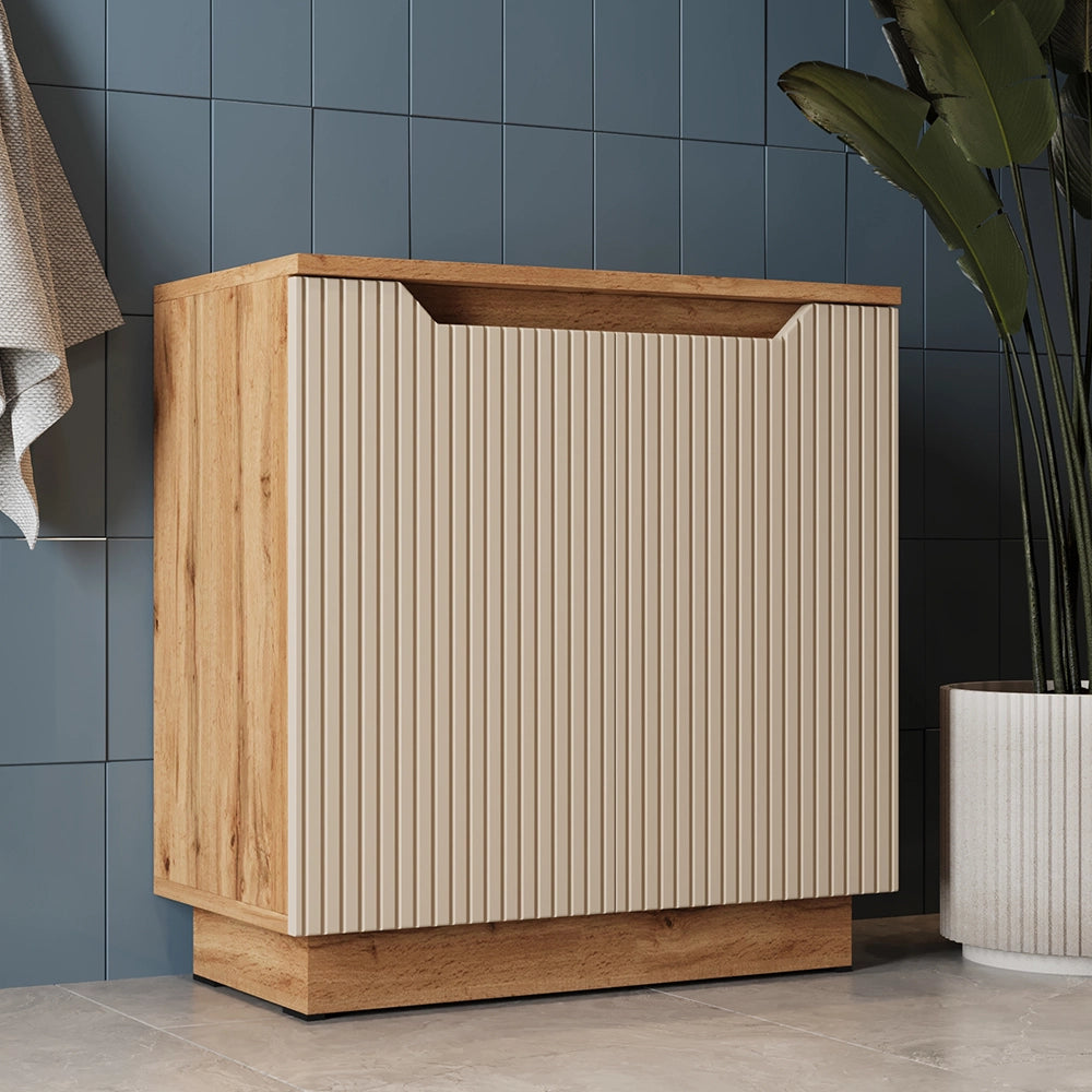 Vicco Mobile sottolavabo per bagno Rovere/cashmere a righe 59.8 x 62.1 cm con 2 porte