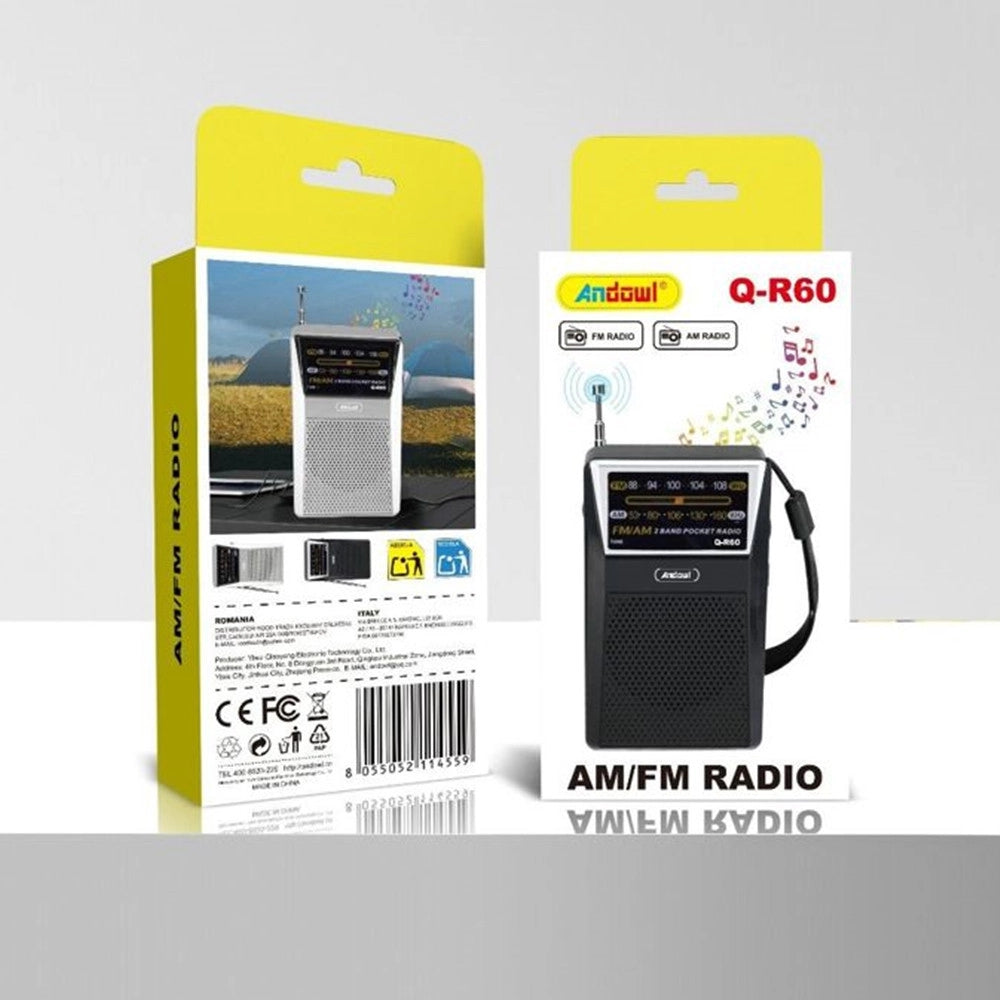 Trade Shop - Mini Radio Portatile Tascabile Funzioni Am/fm Q-r60 Antenna Telescopica Cinturino Da Polso -