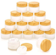 16 flaconi di vetro per prodotti cosmetici da 50 gram/50 ml, flaconi di prova vuoti con coperchio in plastica, bottiglie di vetro opache, piccoli flaconi di prova per il trucco, flaconi riutilizzabili per creme, lozioni e balsami labiali.