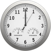 Orologio da Parete con Radio, Preciso, Stile, per Salotto/Cucina/Ufficio, Orologio da Parete, Alluminio, con Termometro Integrato e Umidigrafico - 30,5 cm