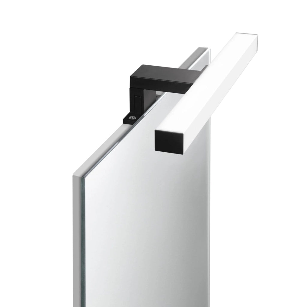 APPLIQUE LED NOIR NERO QUADRA FISSAGGIO PARETE E SPECCHIO 5W 600LM 3000K IP44 30X9,5X4,45CM