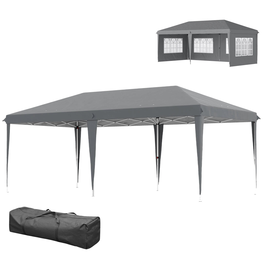 Tonnelle Pop-Up Pieghevole ¨C Zephmum ¨C 3x6m Grigio Antracite 3 Lati Smontabili