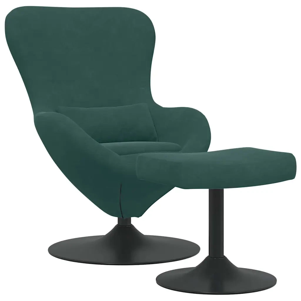 Sedia Egg con Pouf Verde Scuro Velluto 42002746