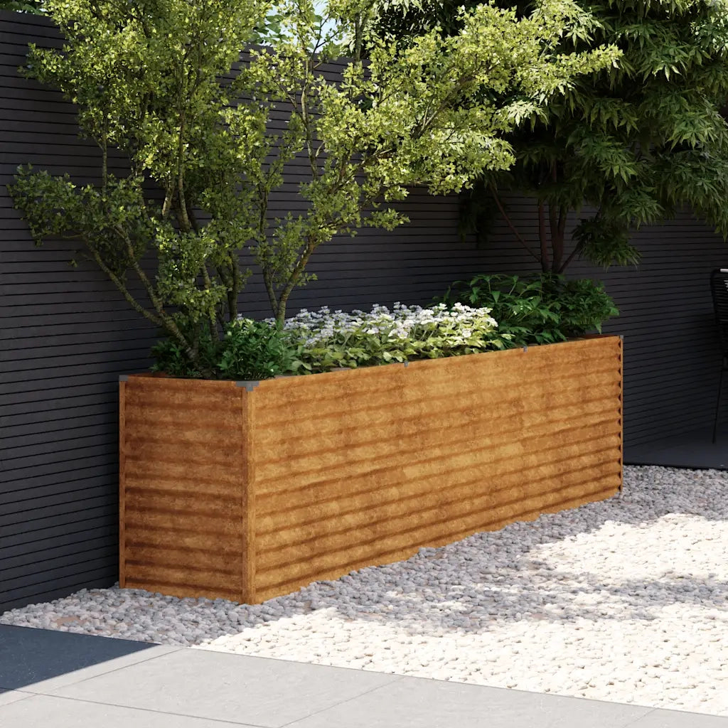 Letto rialzato da giardino 291x50x69 cm in acciaio Corten 151986