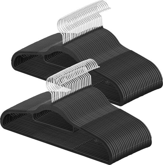 50 pezzi di attrezzi per appendiabiti in plastica antiscivolo - spazievitore - grigio metallizzato e nero - lunghezza 42 cm - spessore 0,5 cm