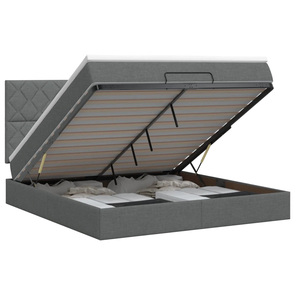 Letto ottomano con materasso Grigio Scuro 180 x 200 cm Tessuto 3457592