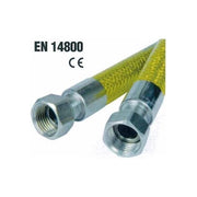 IDRO BRIC B2_0150179 Tubo Flessibile per Gas Domestici 200 cm 1-2'' F-F in Acciaio INOX AISI 316 Certificato EN14800 per GPL e Metano colore Nero