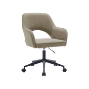 Sedia da ufficio in velluto a coste con rotelle, beige
