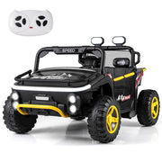 Veicolo elettrico 24v 2 posti camion clacson musica storie wireless-Luci cambio marce telecomando spazio stoccaggio Nero