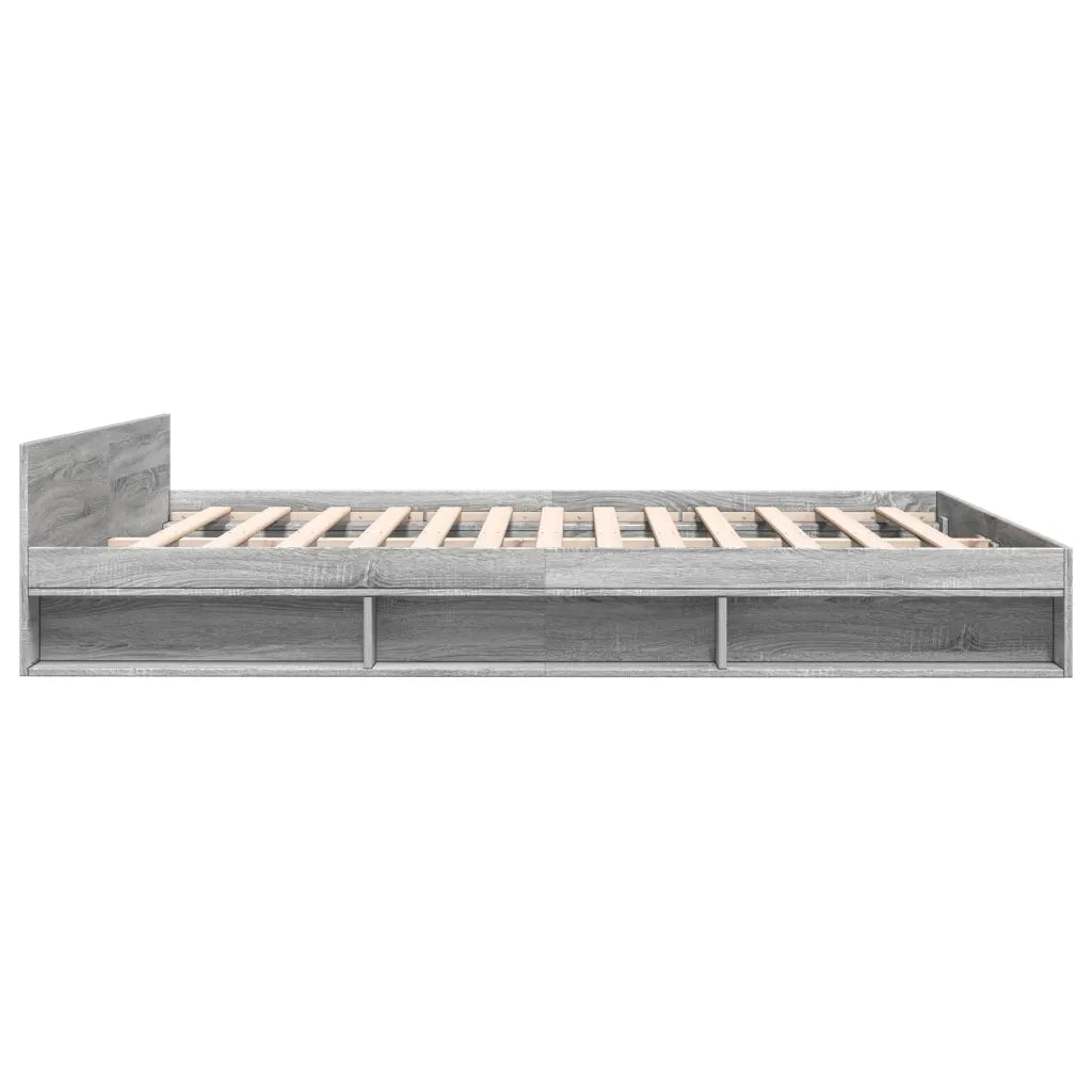 Letto matrimoniale | Letto per adulti | Giroletto Cassetti Grigio Sonoma 180x200 cm Legno Multistrato