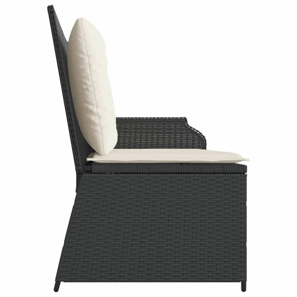 Panchina da giardino con cuscino Nero e Bianco Crema polyrattan