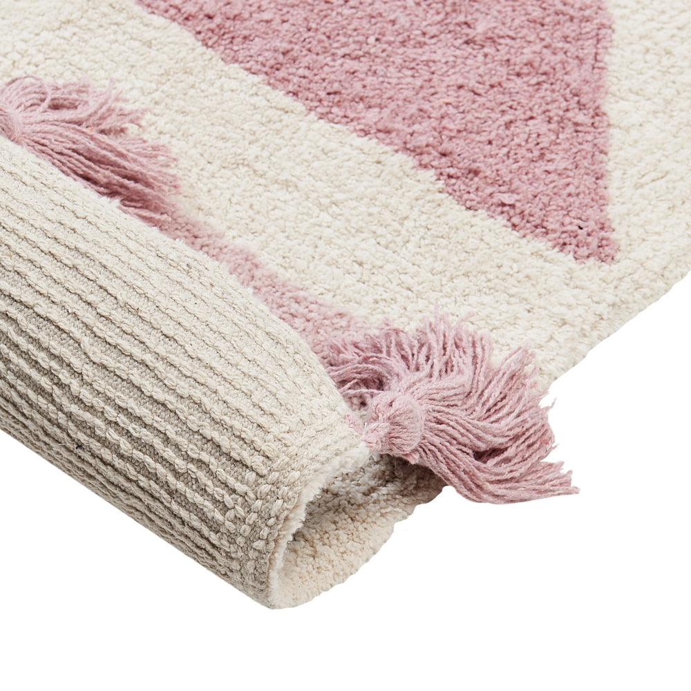 Tappeto per cameretta con motivo astratto e nappe beige e verde 140 x 200 cm cameretta nursery soggiorno