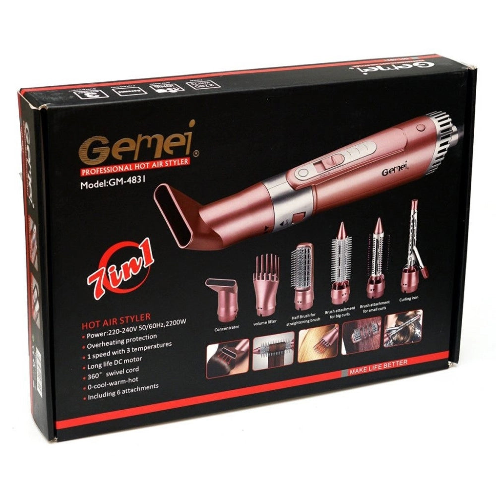 Trade Shop - Spazzola Ad Aria 7in1 2200w Ricci Lisci Elettrico Phon Asciugacapelli Aria Gm-4831 -