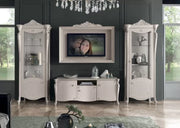 Parete attrezzata in legno shabby chic rilievo bianco opaco - Mobili 2G
