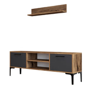 Porta TV in legno "Riga" - 140 x 30 x 48 cm - Noce-Antracite