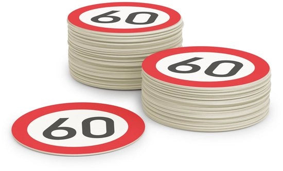 Decorazioni per Compleanni Ronde Onderzetters di Cartone 60° per Uomini e Donne (50 pezzi) con Base in Vetro Sferico (diametro 10cm) in Cartone Ecowechi