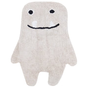Tappeto per bambini in cotone beige a forma di mostro tessuto a mano 70 x 100 cm cameretta nursery