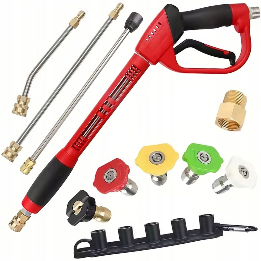 Pistola Alta Pressione con Set di Accessori – Compatibile con Idropulitrici Kärcher HD/HDS | 5 Ugelli, 3 Lance
