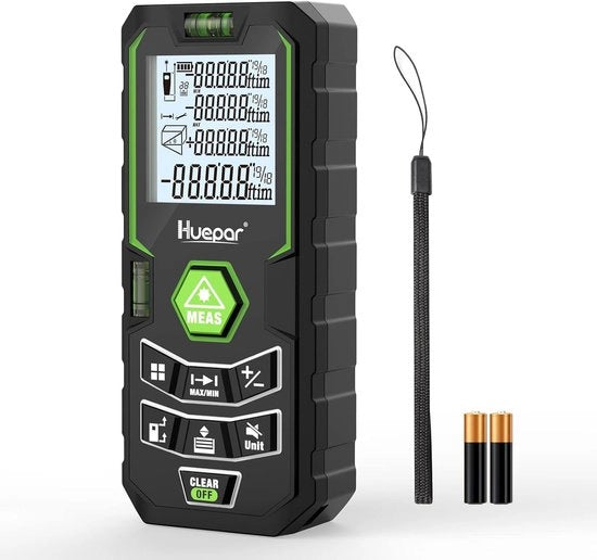 Laserafstandsmetro 100m con batteria ricaricabile e sensore di inclinazione - Display LCD illuminato con funzione di pausa e vari modi di misura