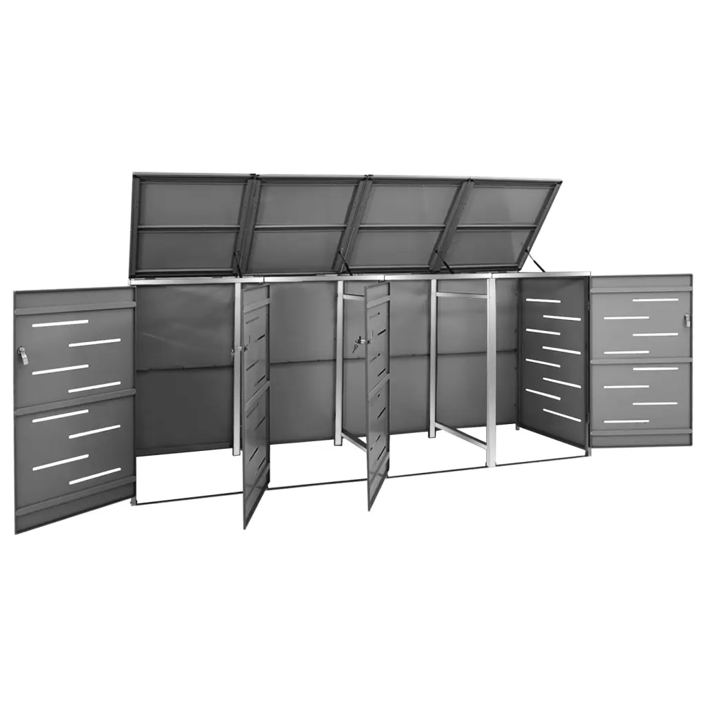 Copri Bidoni Pattume Quadruplo 276,5x77,5x115,5cm Acciaio Inox cod mxl 53572