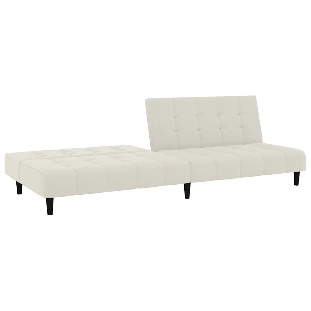 Divano Letto a 2 Posti Crema in Velluto 375772
