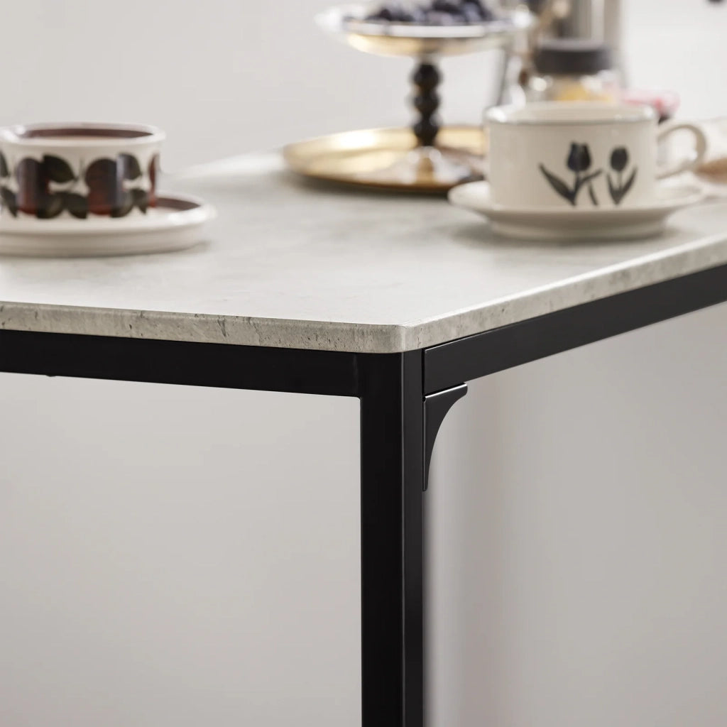 Set 3 Pezzi Tavolo con 2 sgabelli Alto Mobile Bar per casa Stile Vintage, Grigio, L89*P45*A86.5cm OGT03-HG