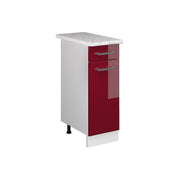 Vicco Base universale Rosso bordeaux lucido 30 cm con cassetto, con piano di lavoro