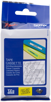 Brother TZE-135 nastro per etichettatrice Bianco su trasparente