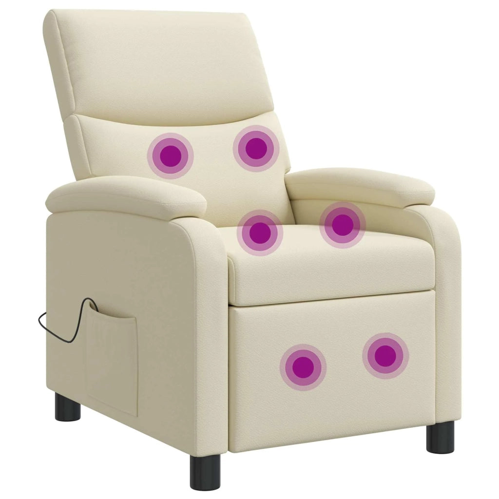 Divano Sedia-Poltrona Massaggiante Crema Similpelle 952769