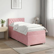 Letto box spring con materasso Rosa 100 x 200 cm Velluto 3450655