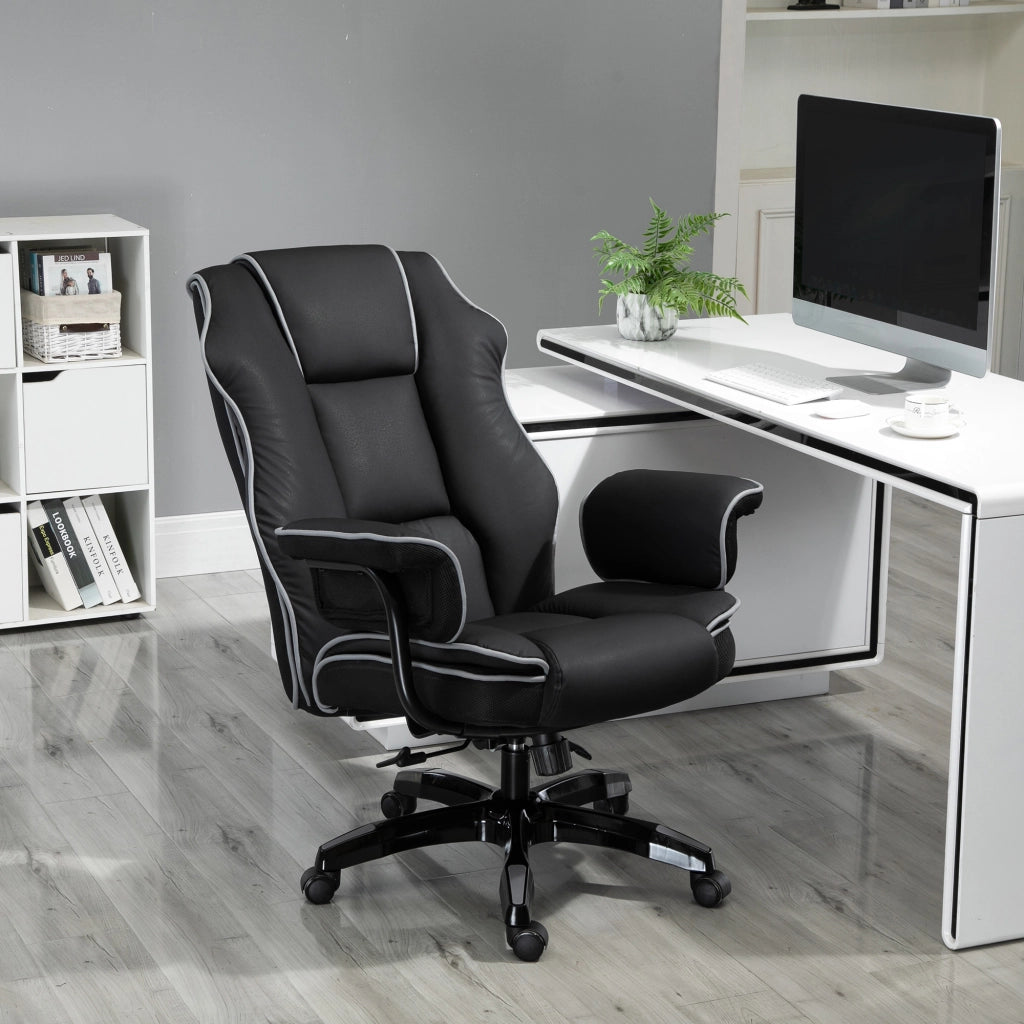 Sedia da ufficio ergonomica con schienale regolabile e braccioli ¨C zephmum ¨C nero similpelle