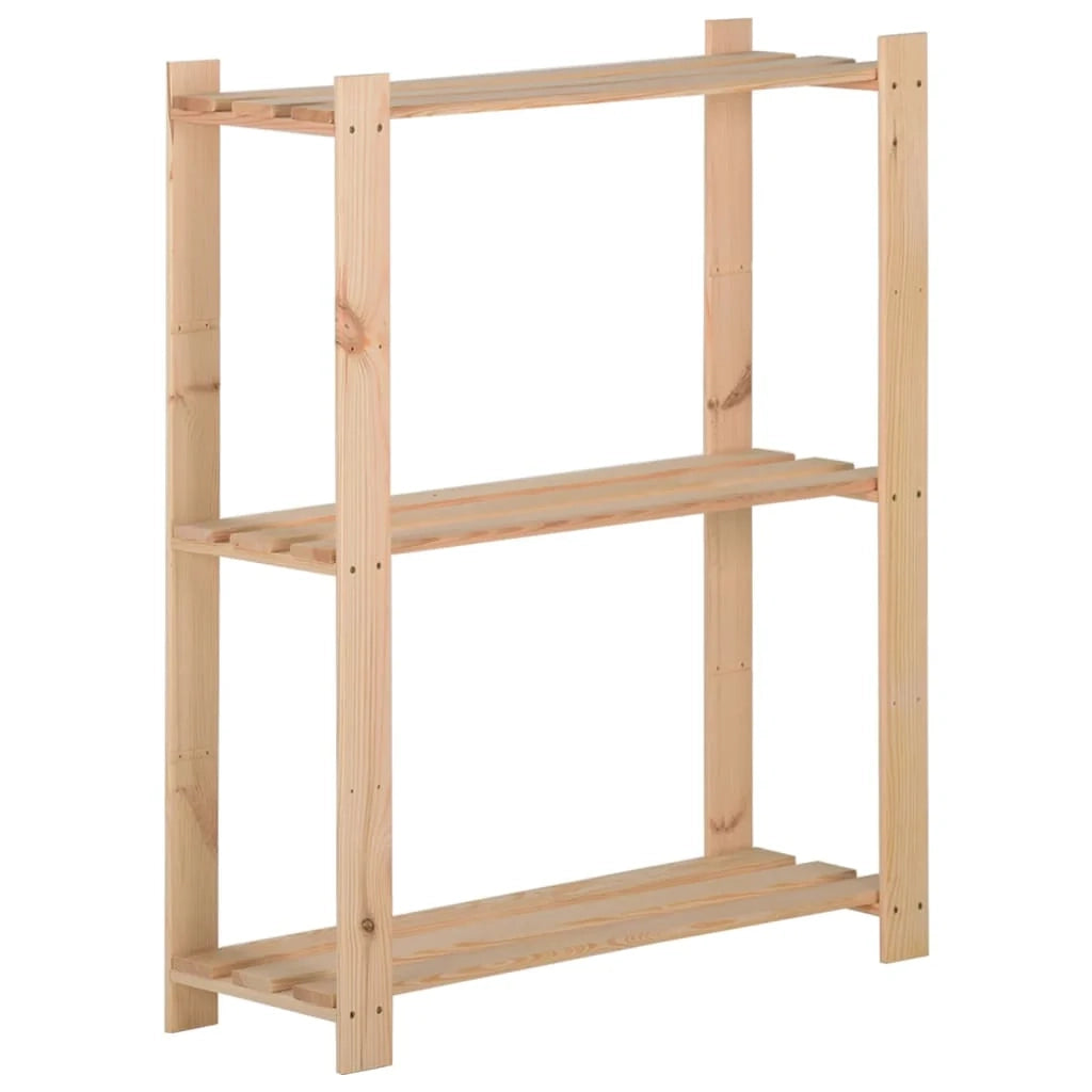 Scaffale portaoggetti a 3 ripiani 60 x 28,5 x 90 cm legno di pino massello 02_0000653
