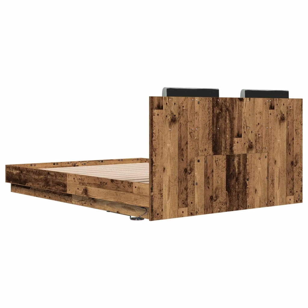Struttura letto con testata-Giroletto Legno vecchio 140 x 200 cm