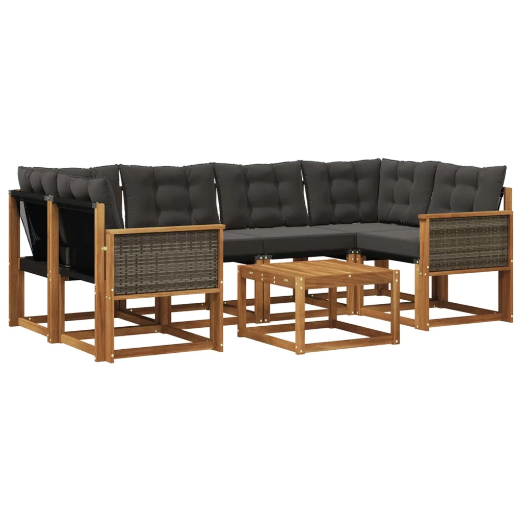 Set di divani da esterno 7 pz Naturale e Nero 3381804